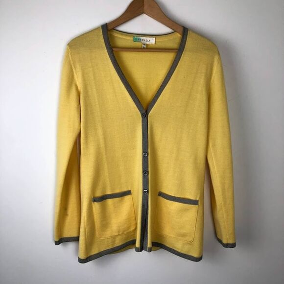 ESCADA cardigan yellow silver wool 34 - Picture 1 of 7